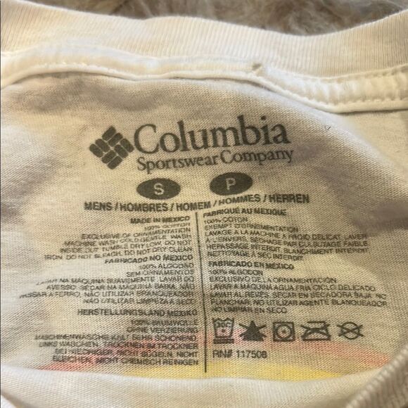 Columbia Men’s White, Orange‎ And Black Logo Cotton Short Sleeve Tee - Picture 3 of 4